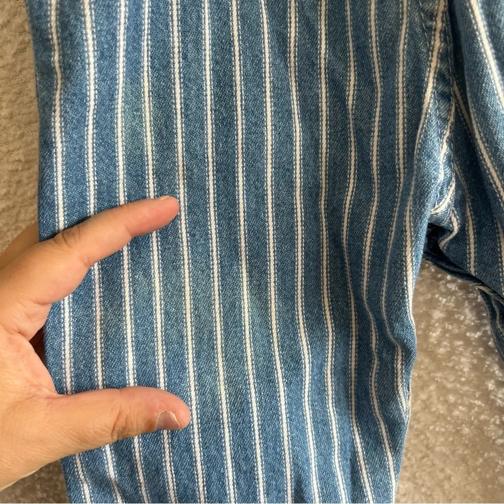 Osh Kosh B’Gosh Vintage Retro Denim Stripe Blue Overalls Infant Size 24‎ Months